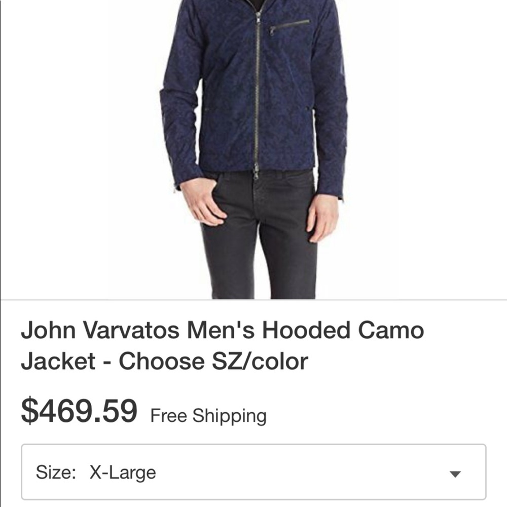 John Varvatos Jacket Indigo Hooded Jacket